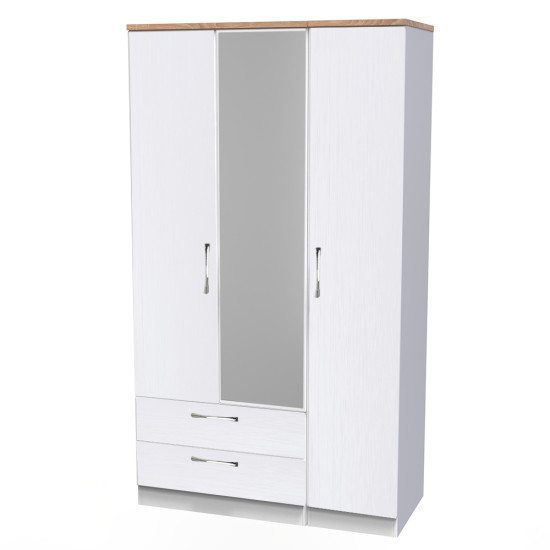 Siena 3 Door 2 Drawer Mirrored Wardrobe