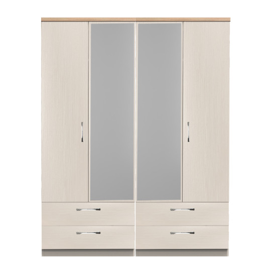 Siena 4 Door 4 Drawer Mirrored Wardrobe