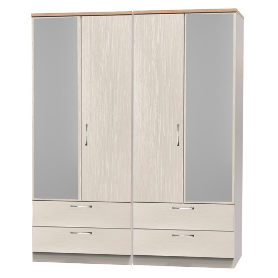 Siena 4 Door 4 Drawer Mirrored Wardrobe