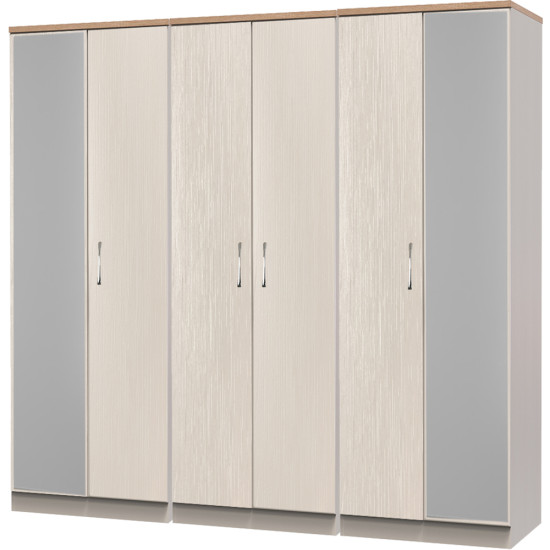 Siena 6 Door Mirrored Wardrobe