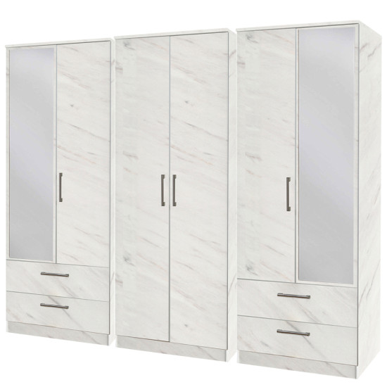 Destiny 6 Door 4 Drawer Mirrored Wardrobe