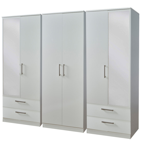 Destiny 6 Door 4 Drawer Mirrored Wardrobe