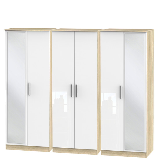 Mono 6 Door Mirrored Wardrobe
