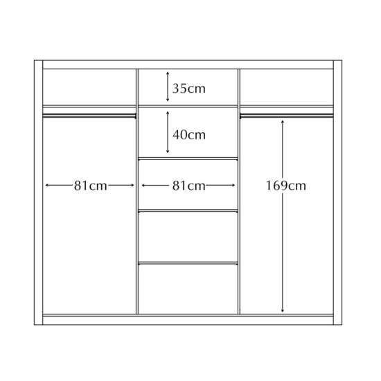 Florida Black 250cm Sliding Wardrobe
