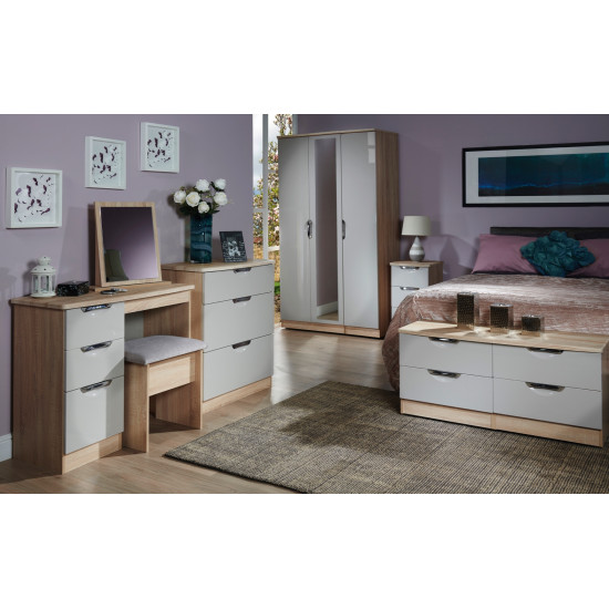 Canterbury 3 Door 4 Drawer Mirror Wardrobe