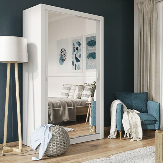 Kansas White 120cm Sliding Wardrobe