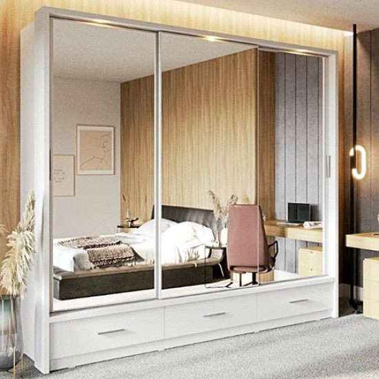 Nevada White 250cm Sliding Wardrobe