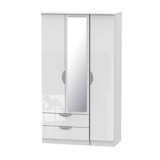 Canterbury Tall 3 Door 2 Drawer Mirror Wardrobe