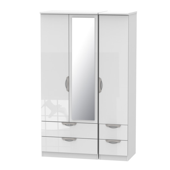 Canterbury 3 Door 4 Drawer Mirror Wardrobe