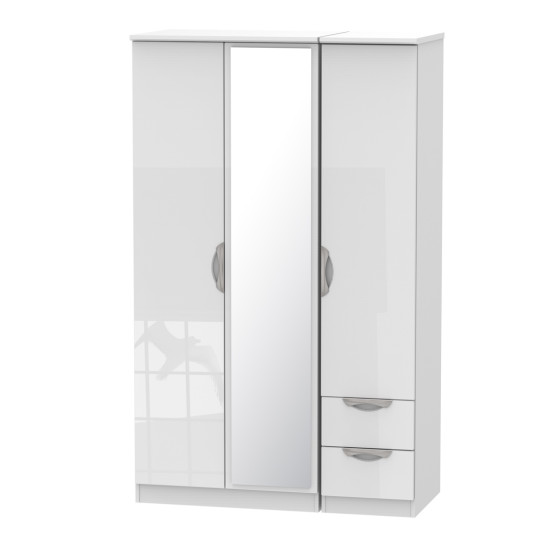 Canterbury 3 Door 2 Small Drawer Mirror Wardrobe