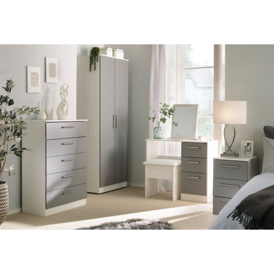 Contrast Tall 3 Door 2 Drawer Wardrobe