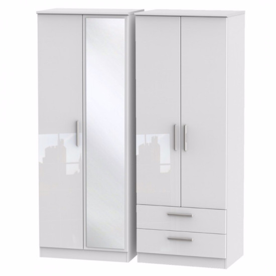 Michigan 4 Door 2 Drawer Mirror Wardrobe