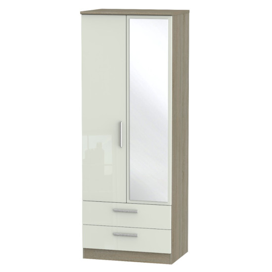 Michigan Tall 2 Drawer Mirror Wardrobe