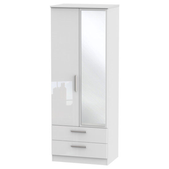 Michigan Tall 2 Drawer Mirror Wardrobe