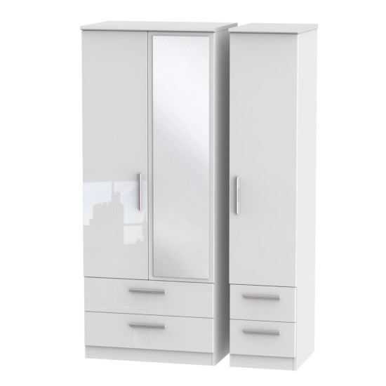 Michigan 3 Door 4 Drawer Mirror Wardrobe