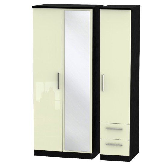Michigan 3 Door 2 Small Drawer Mirror Wardrobe