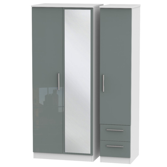 Michigan 3 Door 2 Small Drawer Mirror Wardrobe