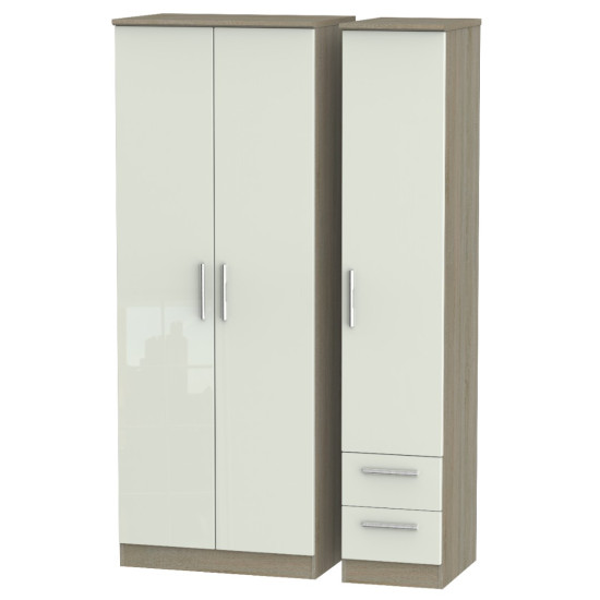 Michigan Tall 3 Door 2 Small Drawer Wardrobe