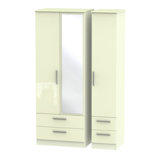 Michigan Tall 3 Door 4 Drawer Mirror Wardrobe