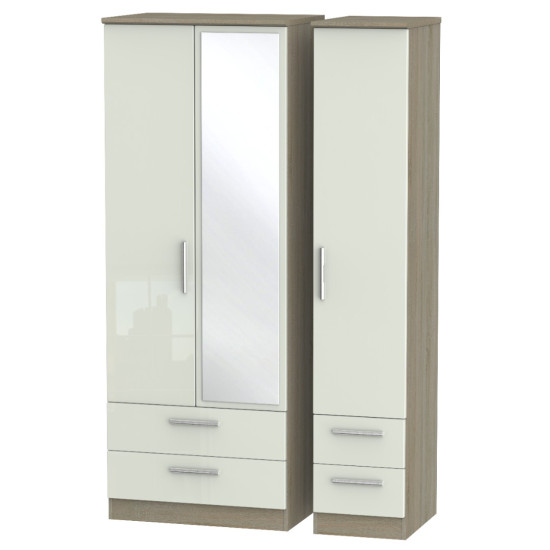 Michigan Tall 3 Door 4 Drawer Mirror Wardrobe