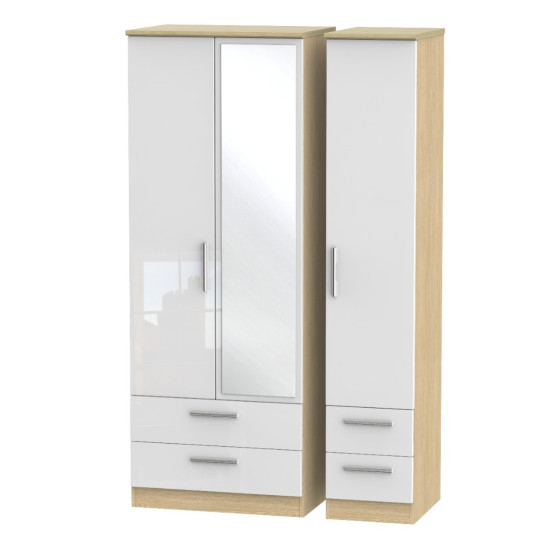 Michigan Tall 3 Door 4 Drawer Mirror Wardrobe