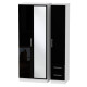 Michigan Tall 3 Door 2 Small Drawer Mirror Wardrobe