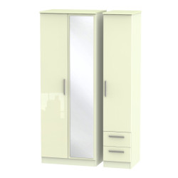 Michigan Tall 3 Door 2 Small Drawer Mirror Wardrobe