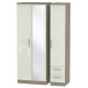 Michigan Tall 3 Door 2 Small Drawer Mirror Wardrobe