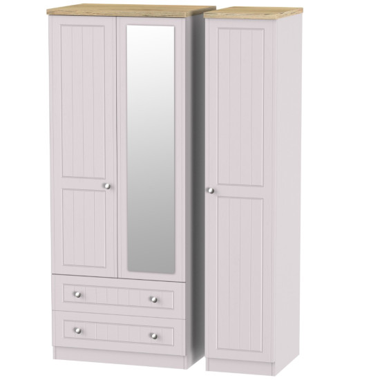 Venice Tall Triple 2 Drawer Mirrored Wardrobe