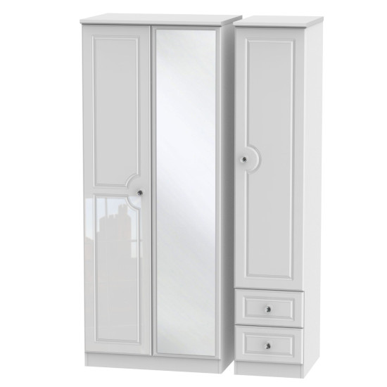 Aberdeen 3 Door 2 Small Drawers Mirrored Wardrobe