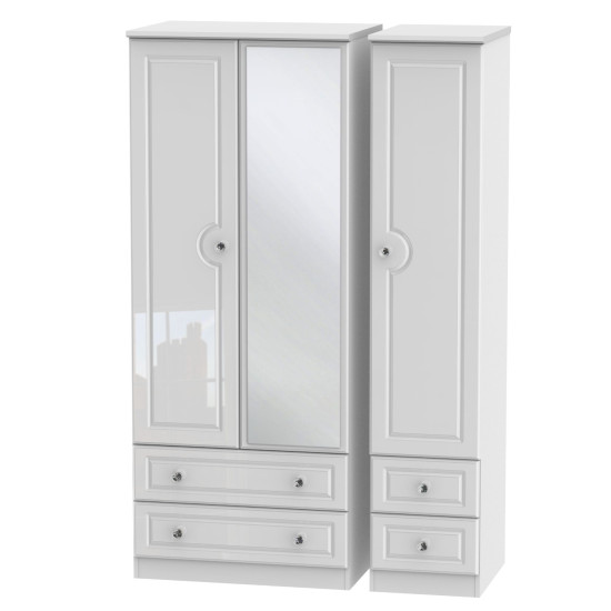 Aberdeen Tall 3 Door 4 Drawer Mirrored Wardrobe