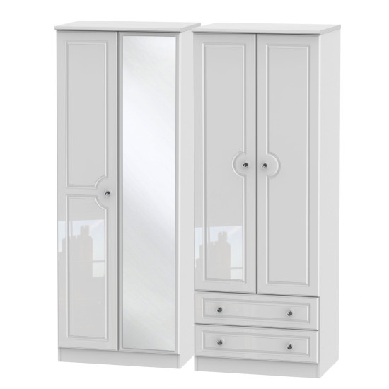 Aberdeen Tall 4 Door 2 Drawer Mirrored Wardrobe