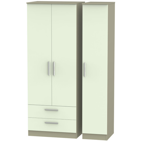 Contrast Tall 3 Door 2 Drawer Wardrobe