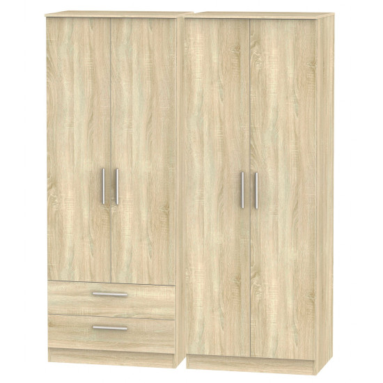 Contrast Tall 4 Door 2 Drawer Wardrobe