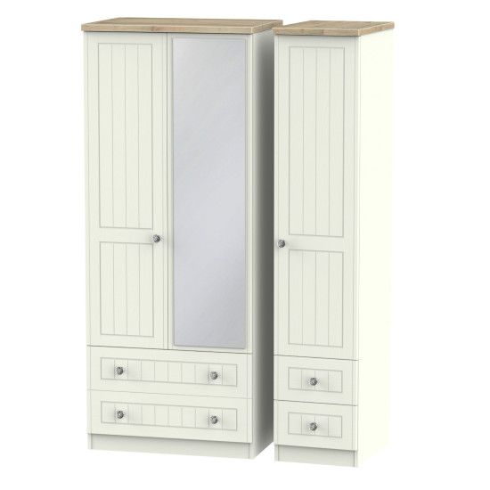 Palermo Standard 3 Door 4 Drawer Mirrored Wardrobe