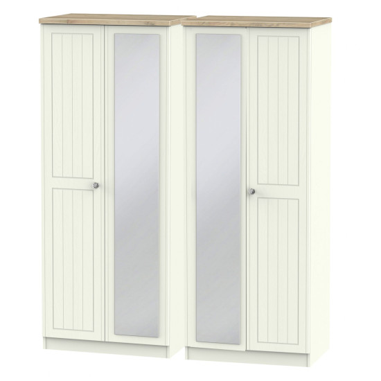 Palermo Tall 4 Door Mirrored Wardrobe