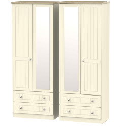 Venice Standard 4 Door 4 Drawer Mirrored Wardrobe